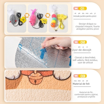 Placă de zgâriere pentru pisici din PVC, montare verticală pe perete, poate fi tăiată, stil desen animat, brand Xinfeng Star