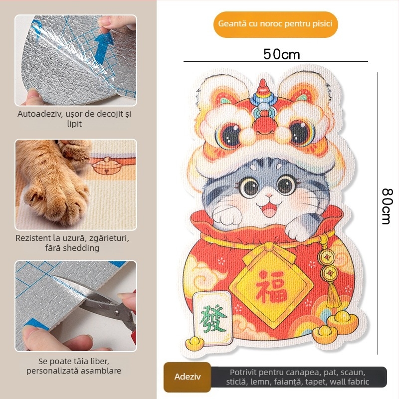 Placă de zgâriere pentru pisici din PVC, montare verticală pe perete, poate fi tăiată, stil desen animat, brand Xinfeng Star