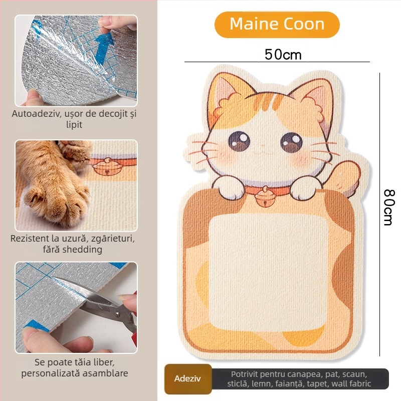 Placă de zgâriere pentru pisici din PVC, montare verticală pe perete, poate fi tăiată, stil desen animat, brand Xinfeng Star