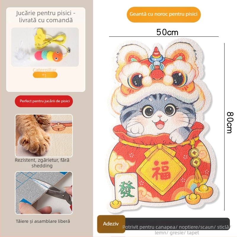 Placă de zgâriere pentru pisici din PVC, montare verticală pe perete, poate fi tăiată, stil desen animat, brand Xinfeng Star