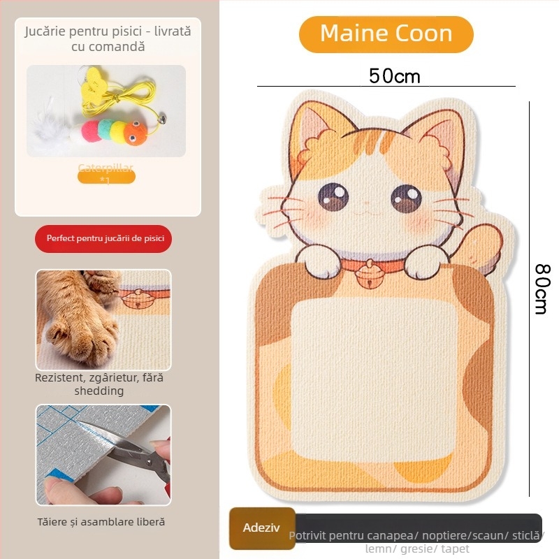 Placă de zgâriere pentru pisici din PVC, montare verticală pe perete, poate fi tăiată, stil desen animat, brand Xinfeng Star