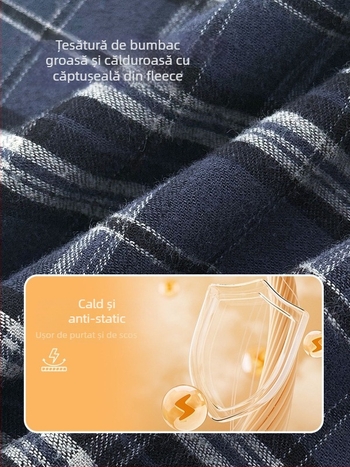 Cămașă de copii din bumbac cu model carouri, stil coreean, guler rever, mâneci lungi, tratament moale, versiune de iarnă