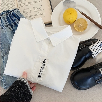 Cămașă pentru copii în stil coreean, pentru toamnă, mâneci lungi, 100% bumbac, potrivită pentru vârsta 3–8 ani