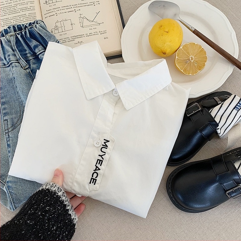 Cămașă pentru copii în stil coreean, pentru toamnă, mâneci lungi, 100% bumbac, potrivită pentru vârsta 3–8 ani