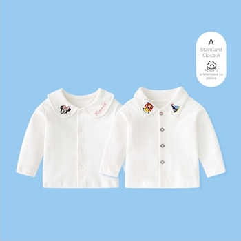 Tricou tricotat pentru copii din bumbac 100%, unisex, mâneci lungi, Clasa A, pentru toate anotimpurile