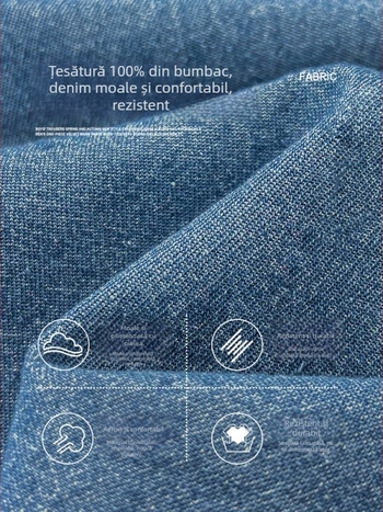 Cămașă de denim pentru copii, mâneci lungi, 100% bumbac, stil coreean, pentru primăvară și toamnă