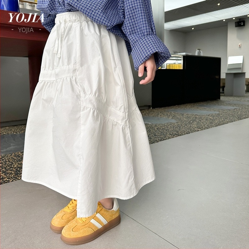 YOJIA Fustă pentru fetițe plisată din poliester, stil Preppy, tratament moale, pentru vârsta 3–8 ani, Primăvara 2025