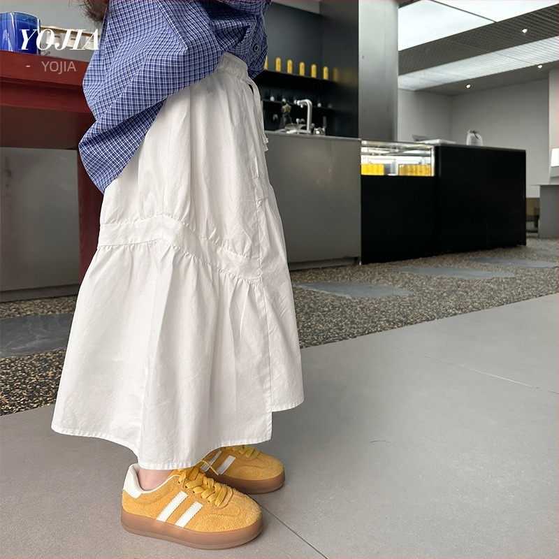 YOJIA Fustă pentru fetițe plisată din poliester, stil Preppy, tratament moale, pentru vârsta 3–8 ani, Primăvara 2025