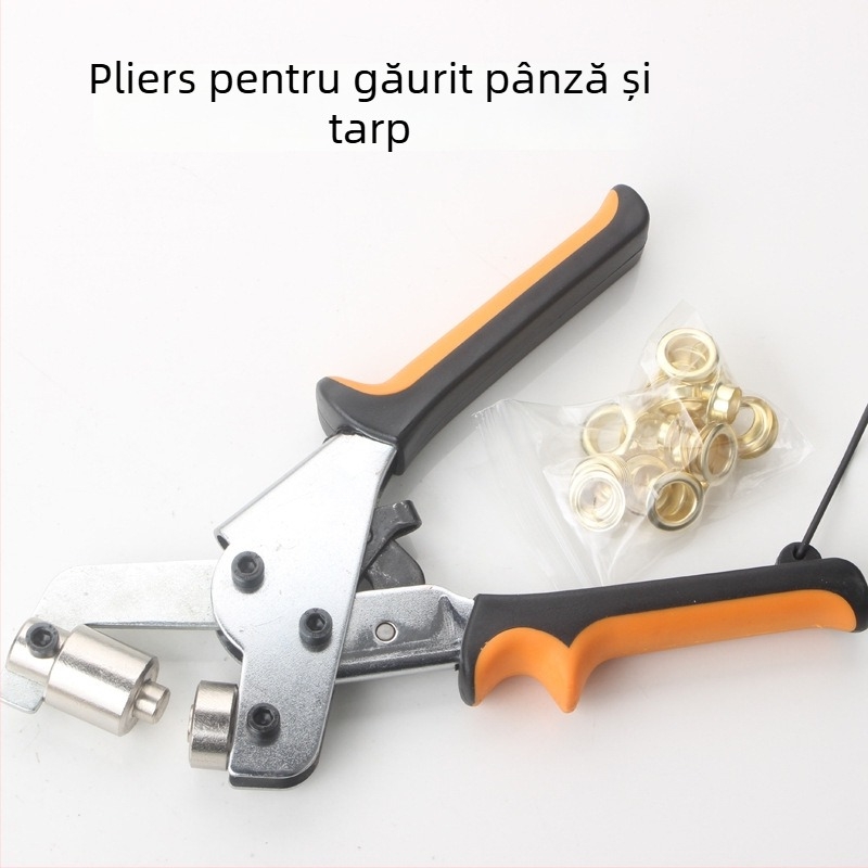 Set de clește pentru ochiuri la prelate – găuri 6/10 mm, oțel 45#, 0,51 kg, Sky Tiger