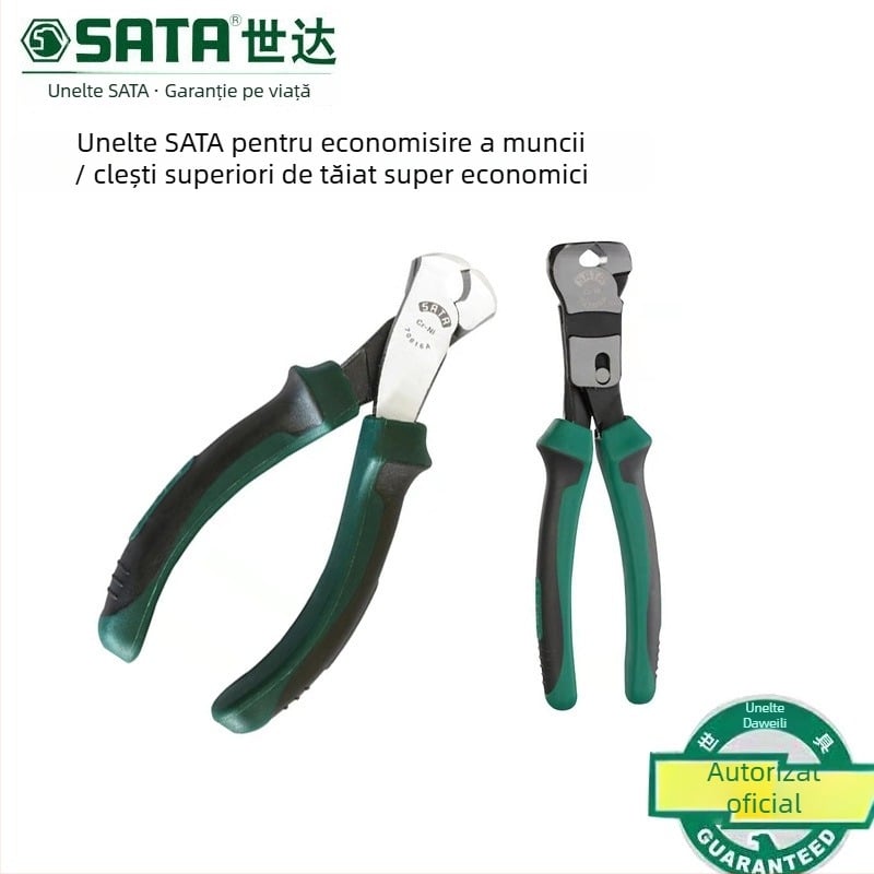 Clește de tăiere superioară, nas plat, Box-Joint, oțel cu carbon înalt, model 70616A, marcă Sata/Shida, greutate 1