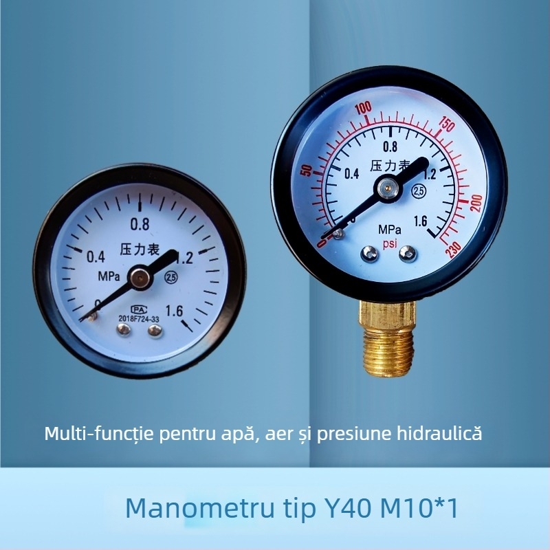 Manometru cu diafragmă pentru presiune – Y40, axial-radial, 0-1.6 MPa, conexiune M10x1