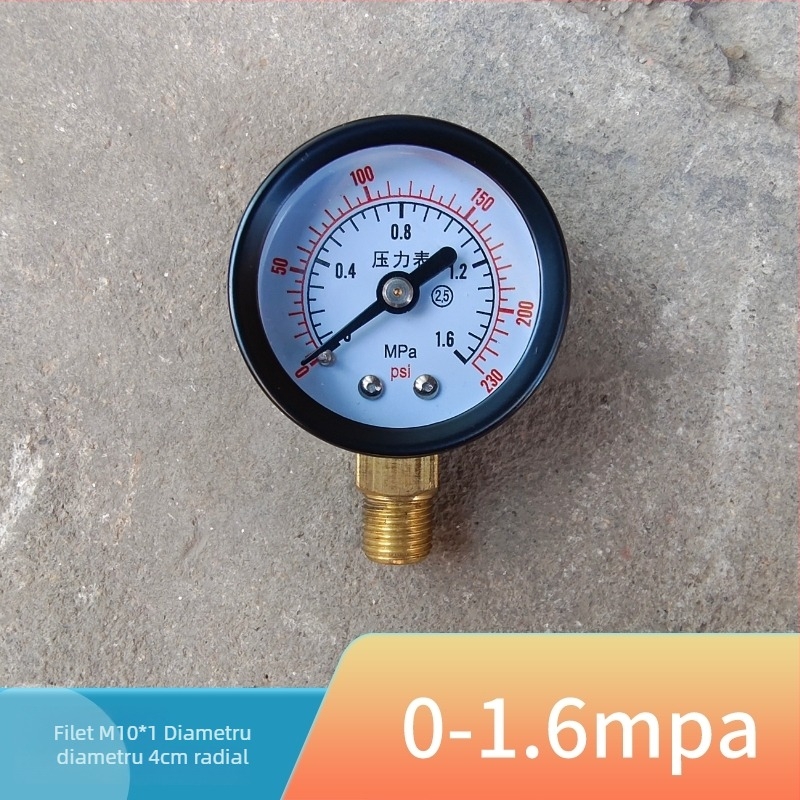 Manometru cu diafragmă pentru presiune – Y40, axial-radial, 0-1.6 MPa, conexiune M10x1