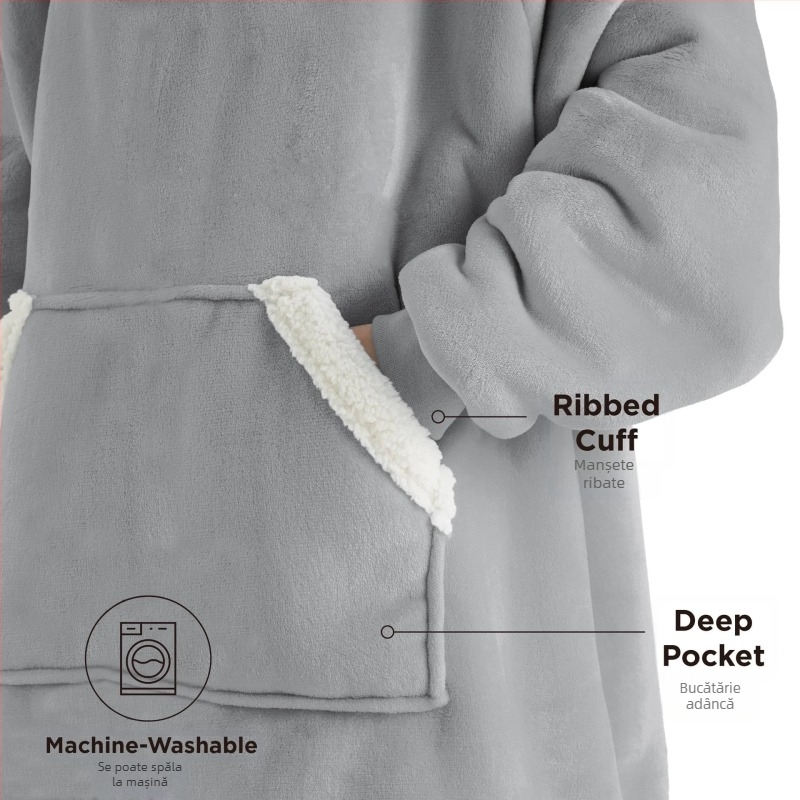 Pijamale cu glugă din fleece poliester, extra gros, mâneci lungi, pentru casă și exterior, pentru cupluri