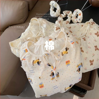 Rochie de noapte pentru femei cu pernă la bust, mâneci lungi, fir de bumbac, grosime medie, guler rotund, fustă lungă – confort în casă pentru iarnă, primăvară, toamnă