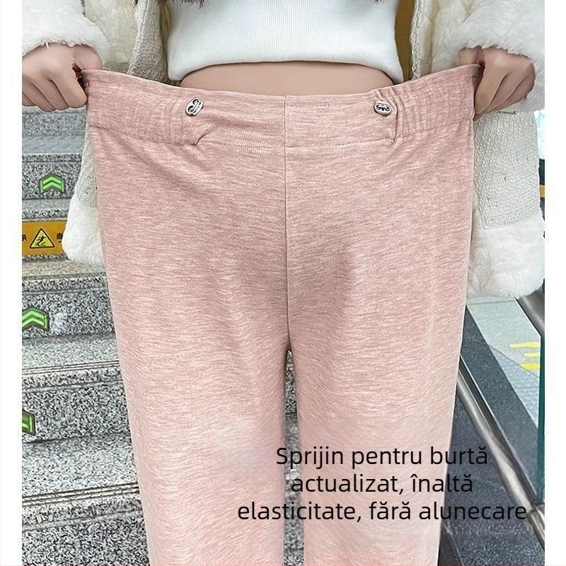 Pantaloni pentru femei însărcinate - țesătură din bumbac cu aer, lungime trei sferturi, amestec din bumbac și poliester, păstrează căldura
