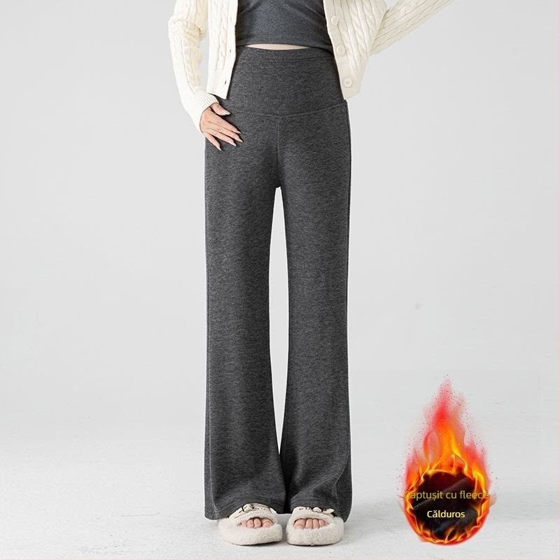 Pantaloni de maternitate – croială lejeră, Lungime 9/10, material chenille cu elastan sub 30%, talie reglabilă cu croială evazată