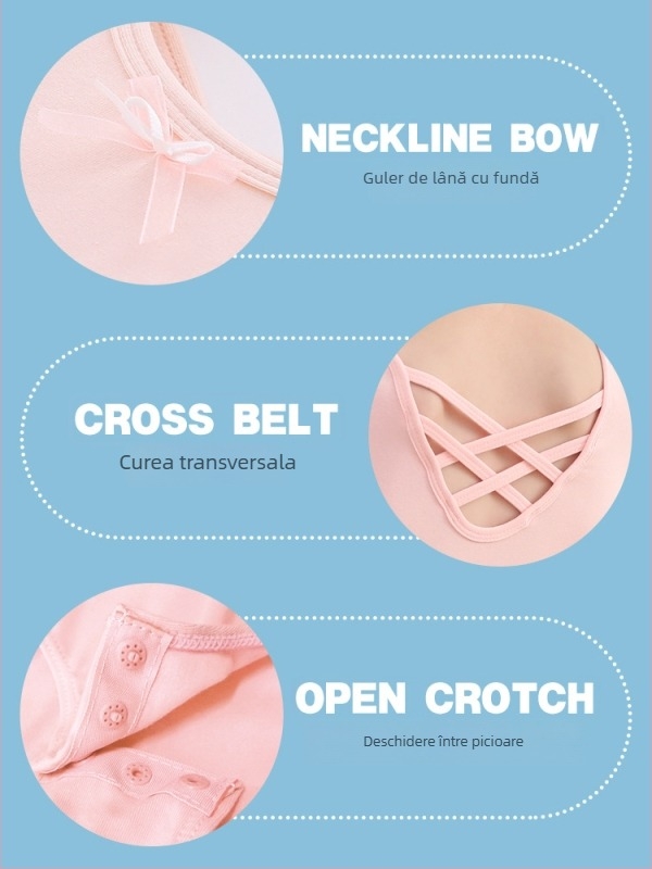 Rochie de balet pentru fete, cu mâneci lungi și tutu, dintr-o bucată – bumbac 93,2%, primăvară/toamnă, 3–8 ani, stil dulce