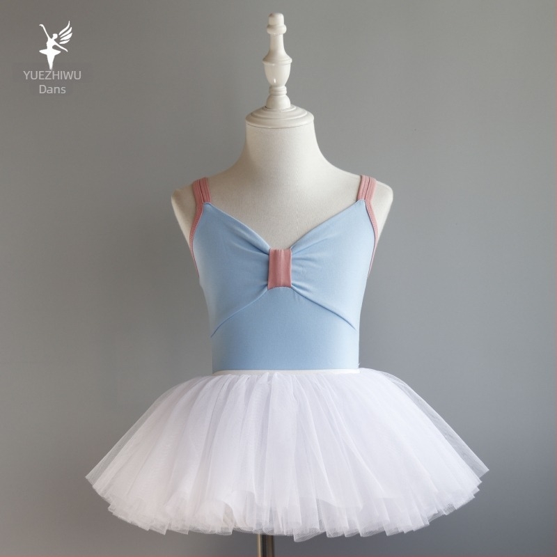 Salopetă de dans pentru copii – vară, din bumbac 95%, cu prelucrare moale, stil prințesă