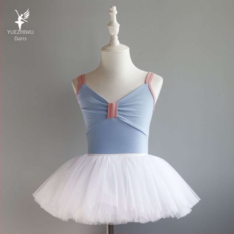 Salopetă de dans pentru copii – vară, din bumbac 95%, cu prelucrare moale, stil prințesă