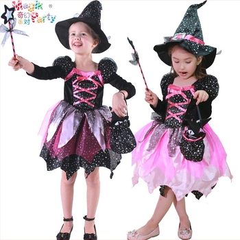 Costum de Halloween pentru copii: Rochie de prințesă‑vrăjitoare pentru reprezentații pe scenă – organza cu 80% polipropilenă și spandex, set pantaloni, pentru vârsta 3–8 ani, toamnă