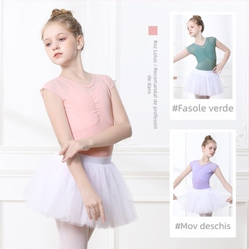 Set de dans pentru fete, vară, mâneci scurte, fustă tutu, 95% bumbac, țesătură tratată moale