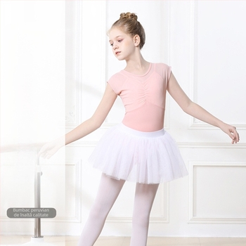 Set de dans pentru fete, vară, mâneci scurte, fustă tutu, 95% bumbac, țesătură tratată moale