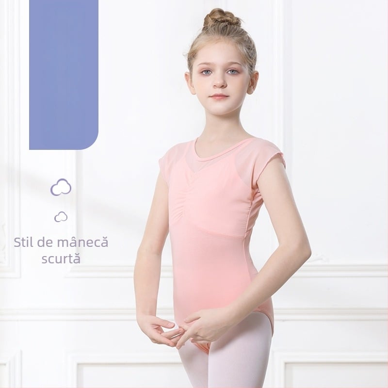 Set de dans pentru fete, vară, mâneci scurte, fustă tutu, 95% bumbac, țesătură tratată moale