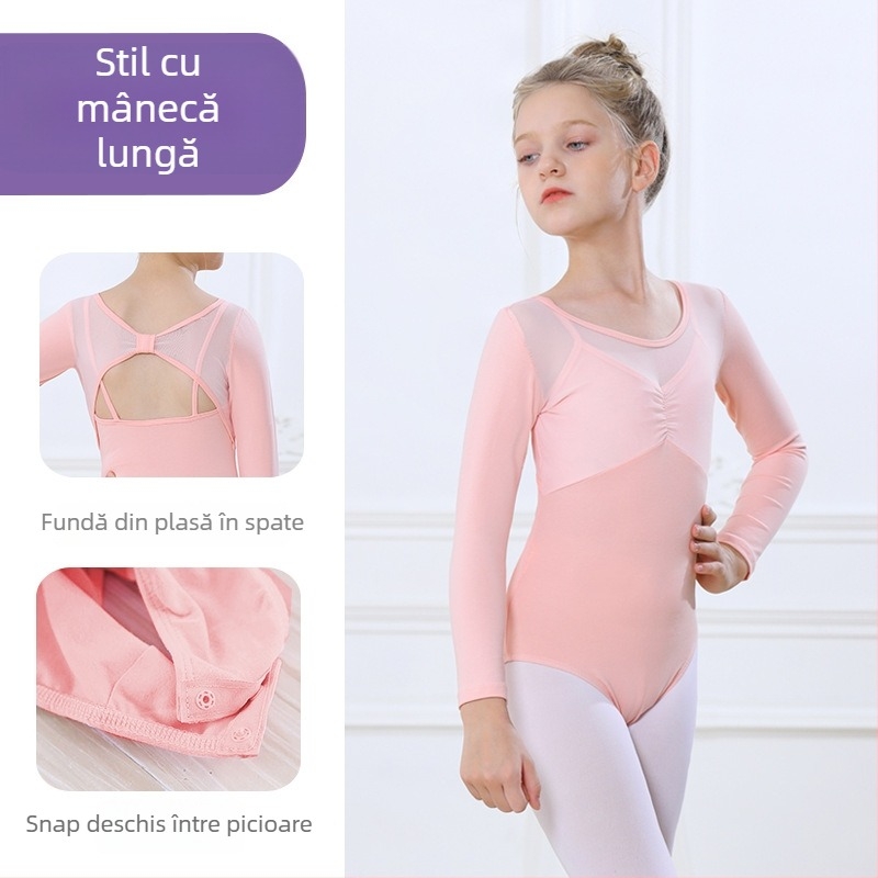 Set de dans pentru fete, vară, mâneci scurte, fustă tutu, 95% bumbac, țesătură tratată moale