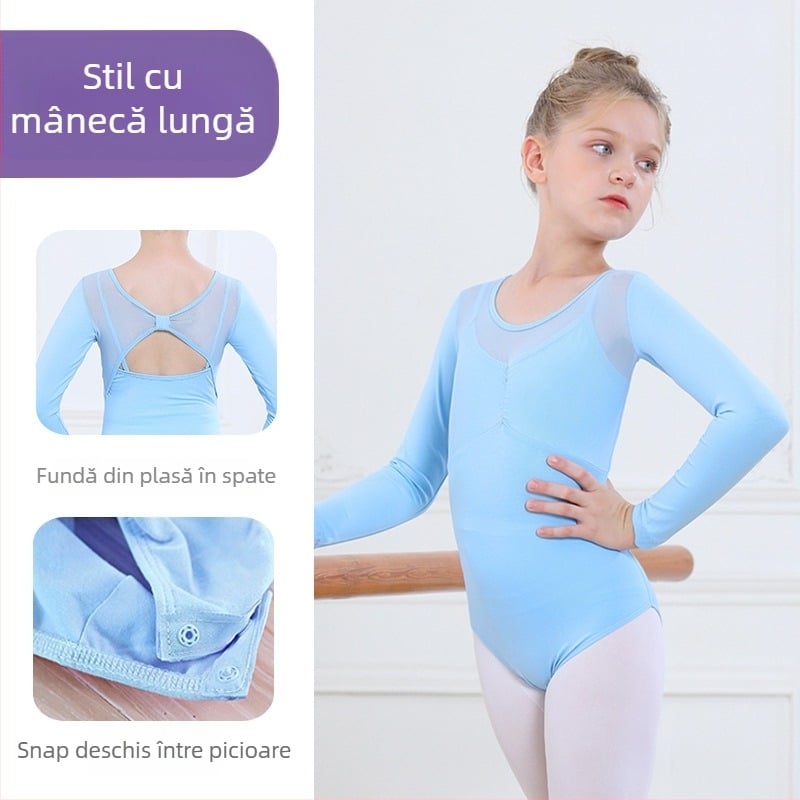 Set de dans pentru fete, vară, mâneci scurte, fustă tutu, 95% bumbac, țesătură tratată moale