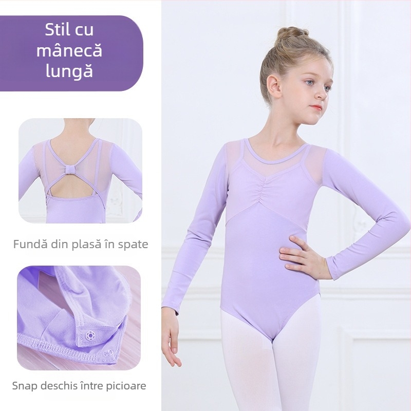 Set de dans pentru fete, vară, mâneci scurte, fustă tutu, 95% bumbac, țesătură tratată moale