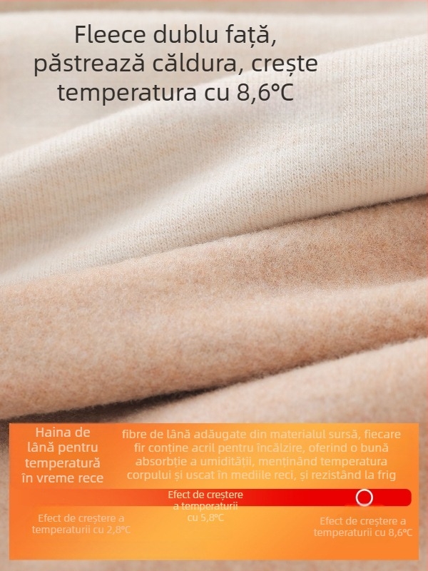 Tricou pentru femei cu guler rotund, căptușit cu fleece pentru căldură, strat de bază de iarnă 2025, mâneci lungi, tricotată din viscoză 30-50%