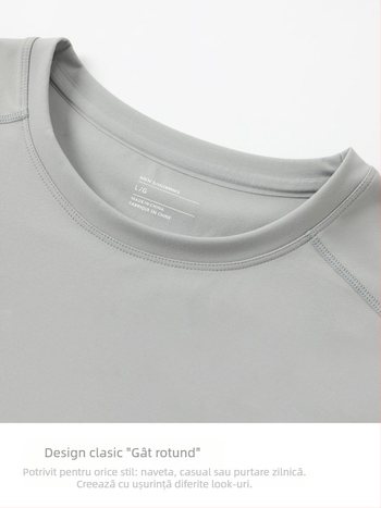 Tricou tricotat unisex cu guler rotund, mâneci lungi, absorbant de umezeală, model solid, toamnă, pentru alergare și ciclism