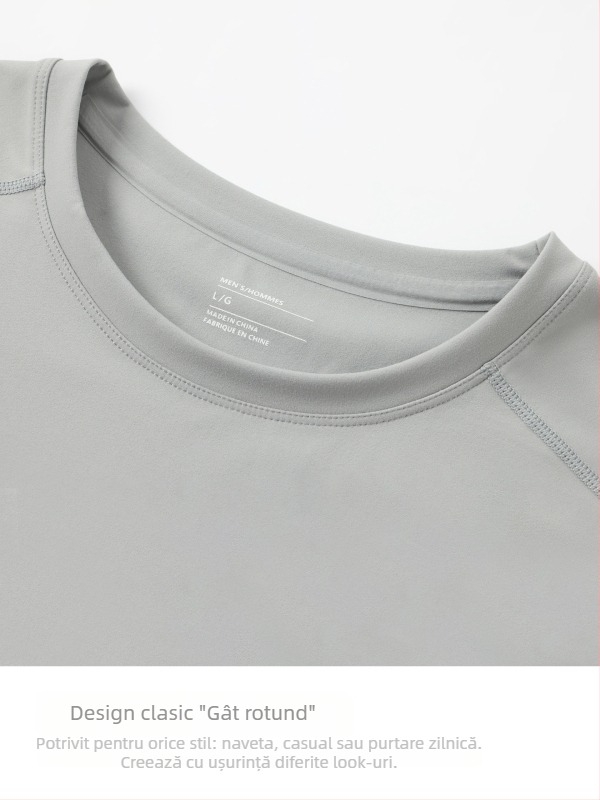 Tricou tricotat unisex cu guler rotund, mâneci lungi, absorbant de umezeală, model solid, toamnă, pentru alergare și ciclism