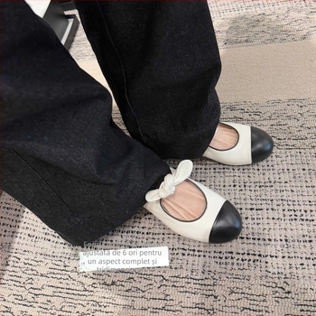 Taomengsi pantofi Mary Jane plat, stil coreean, vârf rotund, material superior: super fiber, talpă din cauciuc, toc mic