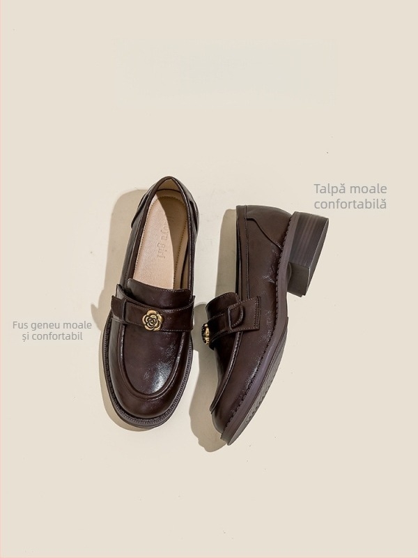 Mocasini dama din piele de miel, talpă moale lucrată manual, vârf pătrat, toc mic 1–3 cm, talpă din cauciuc