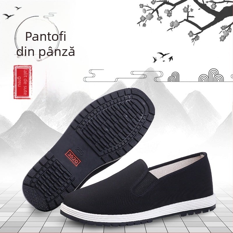 Pantofi de pânză unisex, vârf rotund, talpă cu mai multe straturi, talpă din tendon de vacă