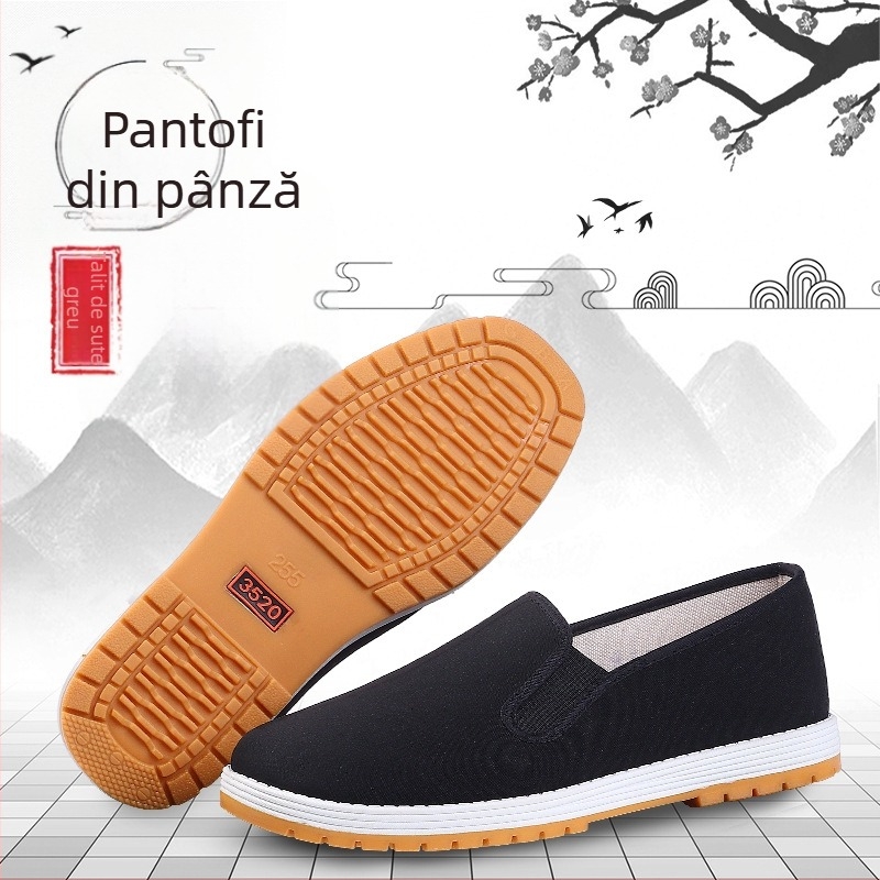 Pantofi de pânză unisex, vârf rotund, talpă cu mai multe straturi, talpă din tendon de vacă