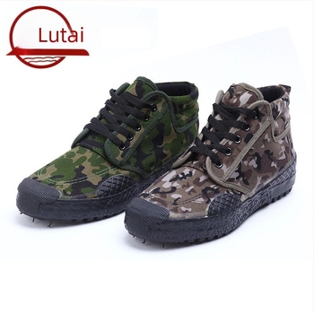 Lutai Pantofi de lucru, toc înalt, partea superioară din pânză, talpă din cauciuc vulcanizat, vârf din piele, model camuflaj