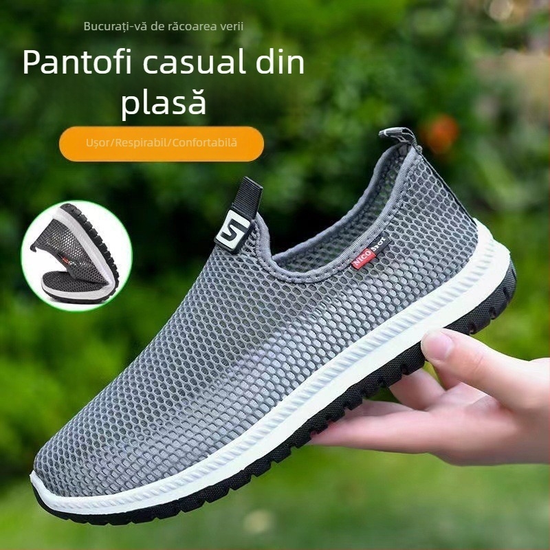 Pantofi sport bărbați din plasă respirabilă, talpă injectată, branț textil, vârf rotund, partea superioară joasă