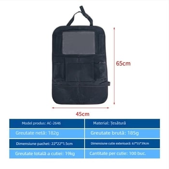 Geantă de depozitare pentru spatele scaunului auto, impermeabilă, pliabilă, organizator suspendat, din material Oxford, imprimare de logo disponibilă