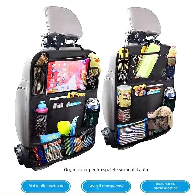 Geantă de depozitare pentru spatele scaunului auto, impermeabilă, pliabilă, organizator suspendat, din material Oxford, imprimare de logo disponibilă