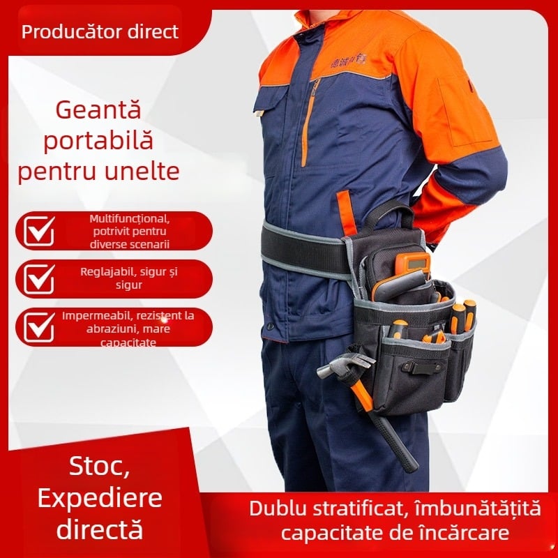 Double Dreamer Geantă pentru centură de scule, Curea talie multifuncțională, Material Oxford impermeabil, Geantă mică pentru electrician îngroșată, Stil ZC-YB-003