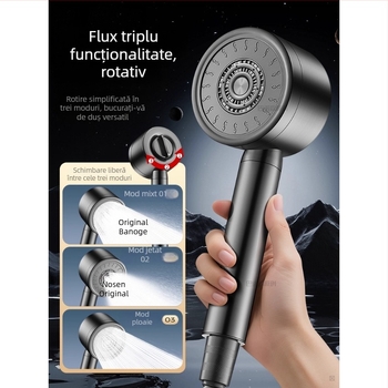 Cap de duș din oțel inoxidabil 304, presurizat, cu control al temperaturii – formă rotundă, finisaj electroplacat, rezistent la rupere