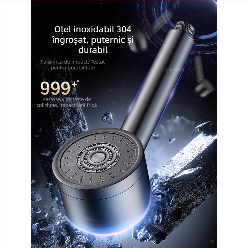 Cap de duș din oțel inoxidabil 304, presurizat, cu control al temperaturii – formă rotundă, finisaj electroplacat, rezistent la rupere