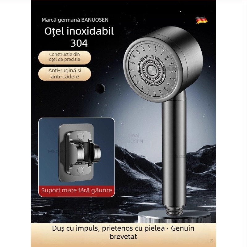 Cap de duș din oțel inoxidabil 304, presurizat, cu control al temperaturii – formă rotundă, finisaj electroplacat, rezistent la rupere