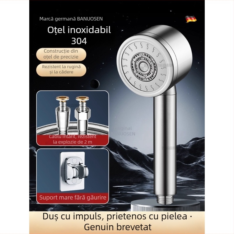 Cap de duș din oțel inoxidabil 304, presurizat, cu control al temperaturii – formă rotundă, finisaj electroplacat, rezistent la rupere