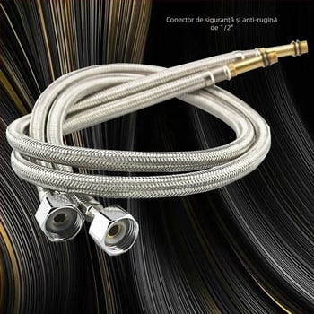 Țeavă de alimentare cu apă din oțel inoxidabil 304, împletită, pentru chiuvetă – conectare filet, 0.8 MPa, 5–80°C