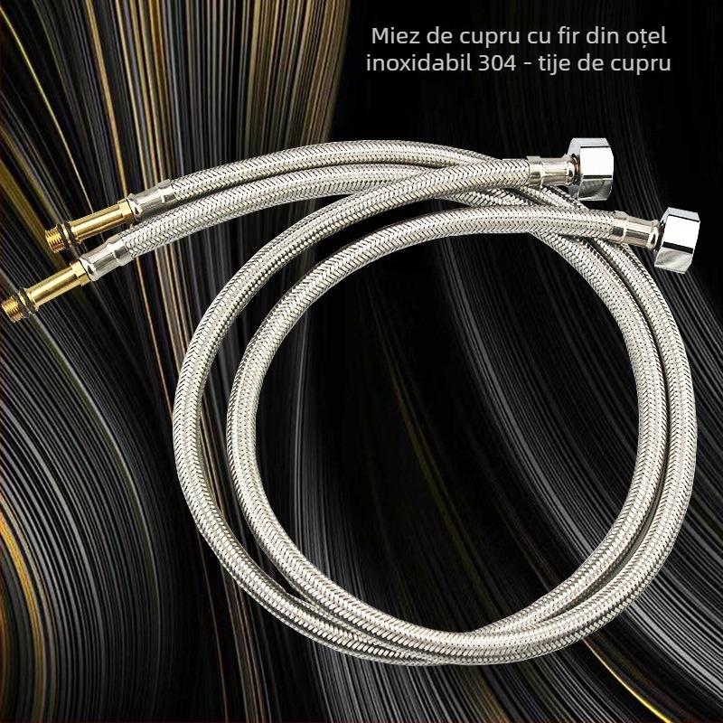 Țeavă de alimentare cu apă din oțel inoxidabil 304, împletită, pentru chiuvetă – conectare filet, 0.8 MPa, 5–80°C