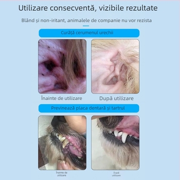 Șervețele umede dentare pentru animale – pisici și câini, antibacteriale/antiinflamatoare, respirație proaspătă, albire dinți, îndepărtarea tartrului și îngrijire gingivală, textură perlată dublă