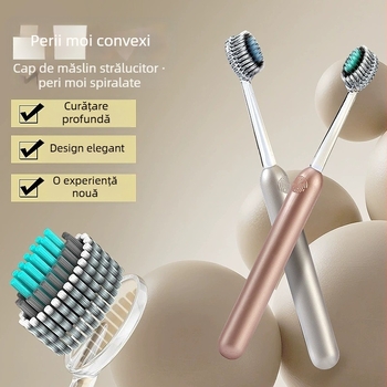 Periuță de dinți manuală cu peri moi și design montan cu spirală convexă pentru curățare profundă – set 2 buc., model Gd001